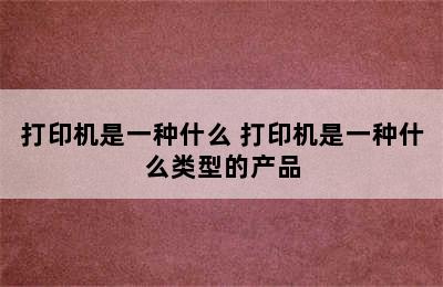 打印机是一种什么 打印机是一种什么类型的产品